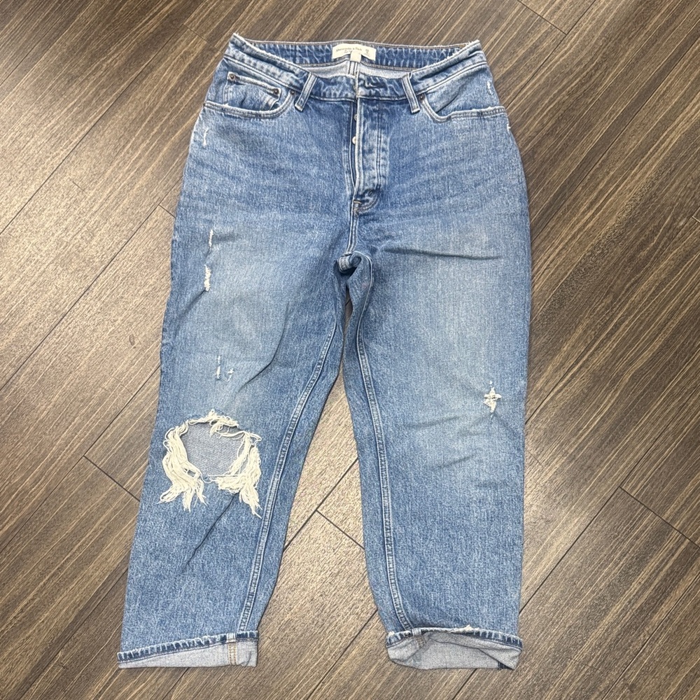 Abercrombie & Fitch Distressed Blue Cropped Jeans